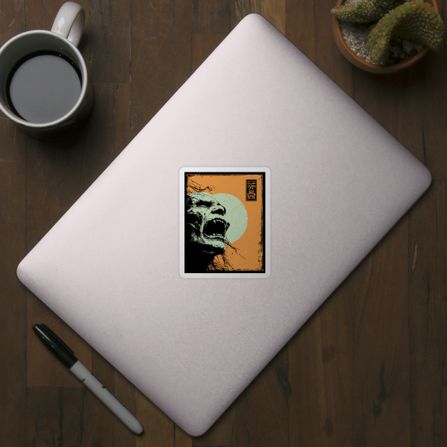 Desperate Zombie Portrait Expressive Ukiyo-e Horror by TuncGK